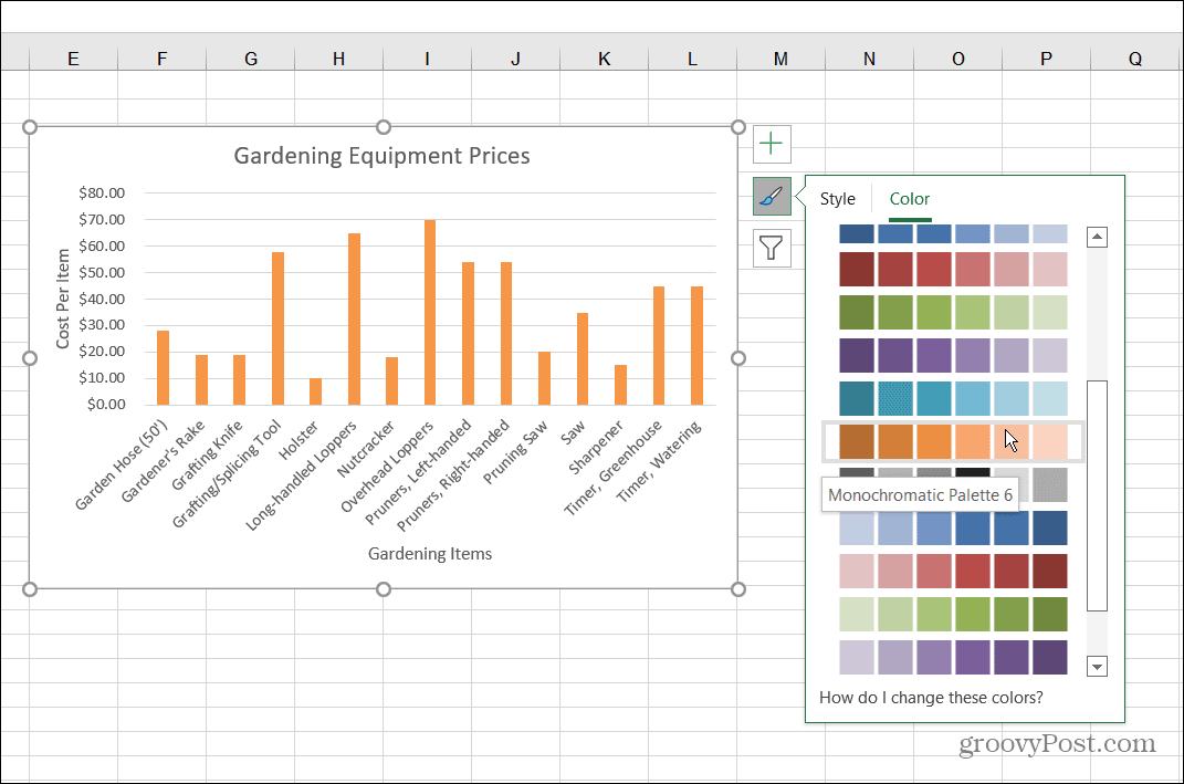 Verander kleurstijl staafdiagram Excel