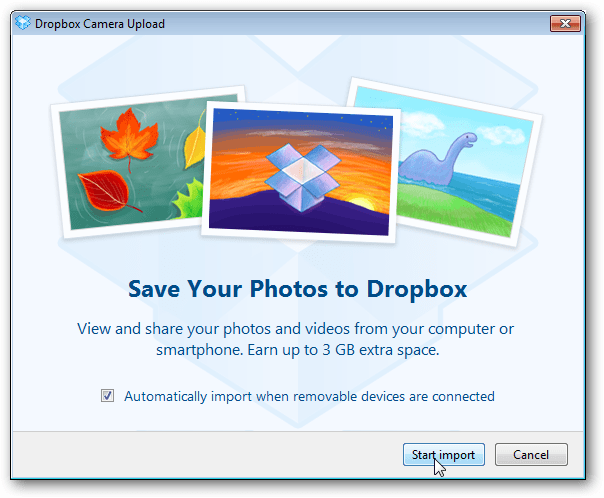 Dropbox biedt 3Gigs aan gratis ruimte voor het gebruik van de nieuwe fotosynchronisatiefunctie