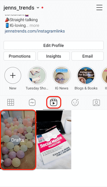 screenshot van het tabblad Instagram-haspels op een profiel met de tijdelijke aanduiding voor haspels