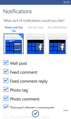 Facebook-app voor opties voor Windows-meldingen