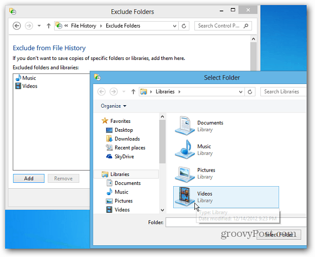 Configureer de bestandsgeschiedenis van Windows 8 om verwijderde bestanden te herstellen