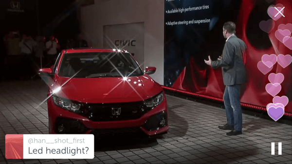 Honda gebruikte Periscope om hun 2017 Civic SI-prototype te onthullen.