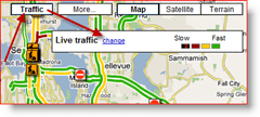 Google Maps Traffic Change Option voor Live Traffic