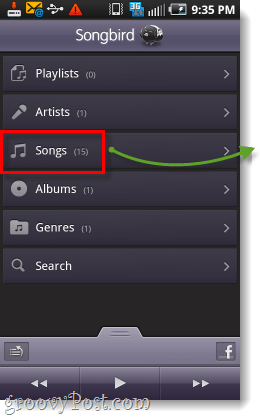 songbird voor Android overzicht screenshot