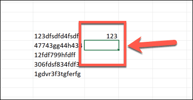 Excel-cel onder geëxtraheerd nummer