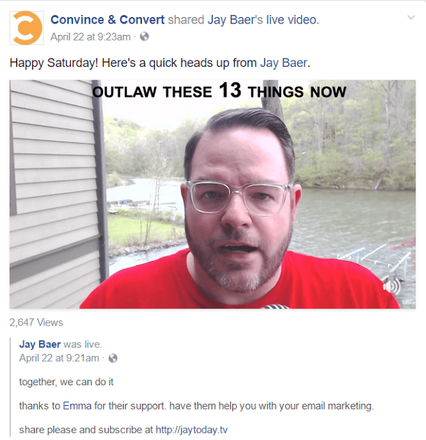 Jay plaatst de video voor elke Jay Today-aflevering op vier verschillende sociale mediaplatforms, evenals een blogpost op LinkedIn, Medium en zijn website.