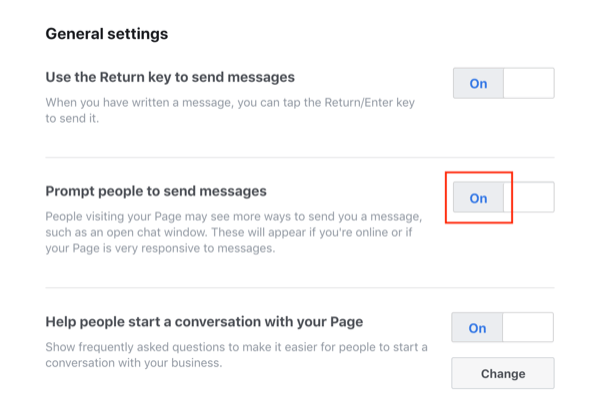 Facebook Messenger Berichten verzenden functie.