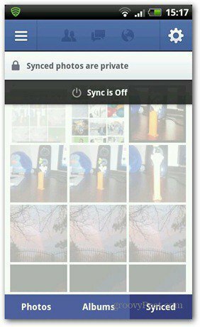 Facebook fotosynchronisatie is uitgeschakeld