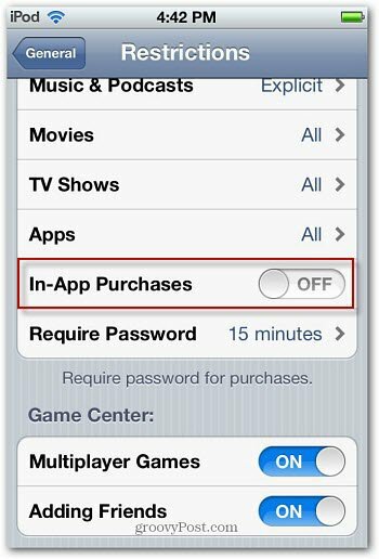 In-app aankopen op iPhone / iPod Touch uitschakelen