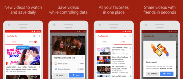De bètaversie van de YouTube Go-app kan worden gedownload in de Google Play Store in India.