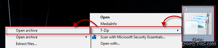 Windows 7 Contextmenu met 7-zip