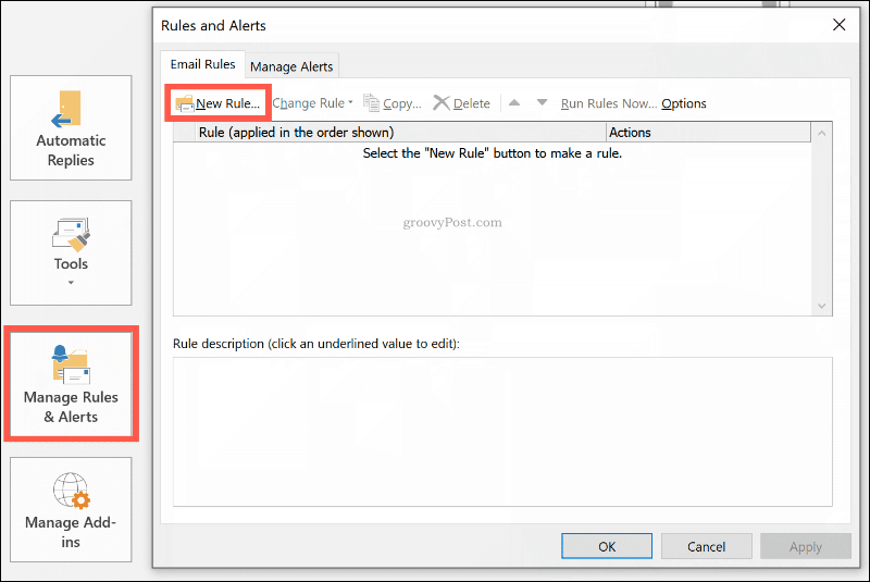 Een nieuwe regel maken in Outlook