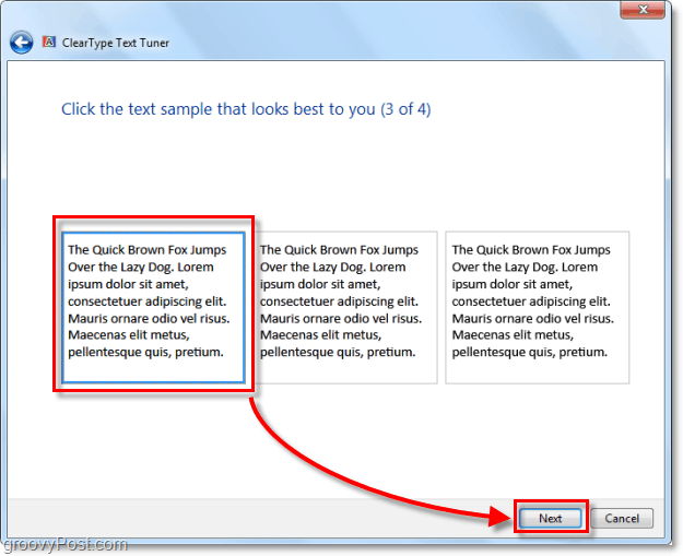 stap 3 van het kalibreren van clearType in Windows 7