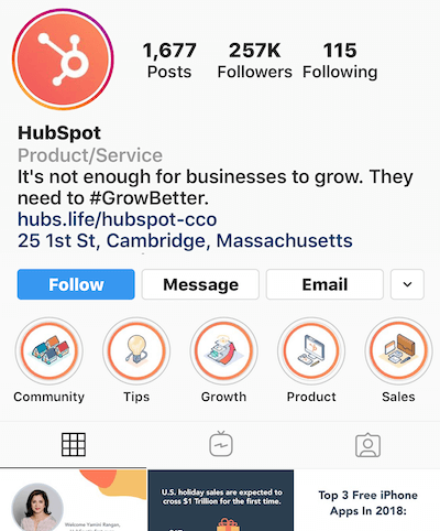 Instagram markeert albums op HubSpot-profiel