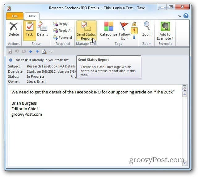 Taken toewijzen in Outlook 2010