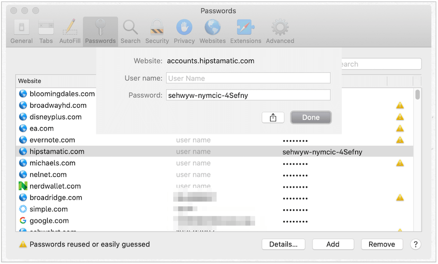 Mac-webwachtwoorden