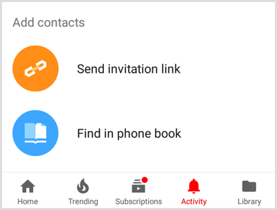 YouTube Contacten toevoegen opties