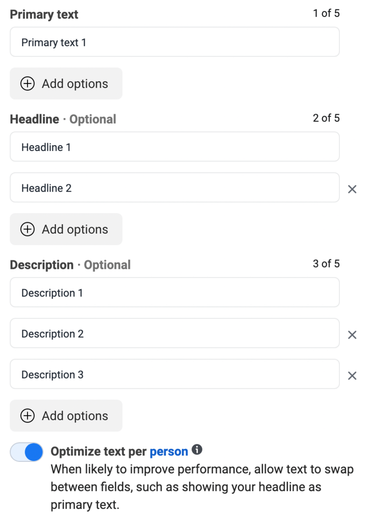 hoe-facebook-advertenties-klanten-betrokkenheid-met-optimaliseren-tekst-per-persoon-algoritme-inschakelen-optimaliseren-tekst-per-persoon-optie-primaire-tekst-kop-beschrijving-voorbeeld- 12