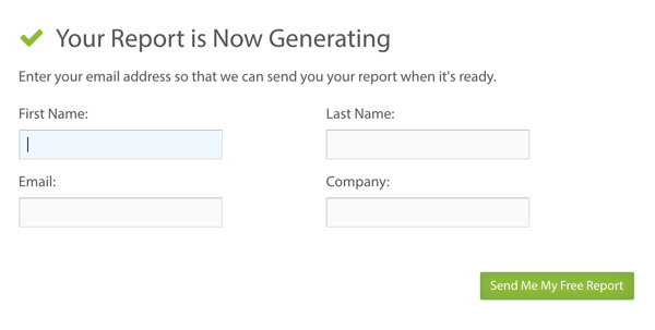 Vul enkele aanvullende gegevens in en klik vervolgens op de knop om uw Simply Measured-rapport te genereren.