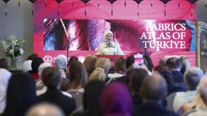 First Lady Erdoğan ontmoette de vrouwen van leiders in New York: Anatolische weefpatronen waren oogverblindend