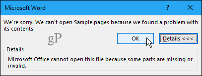 Kan Pages-document niet openen in Word