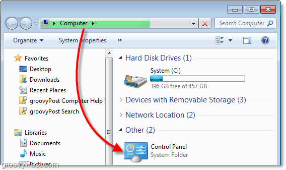 Bekijk het configuratiescherm vanaf mijn computer in Windows 7