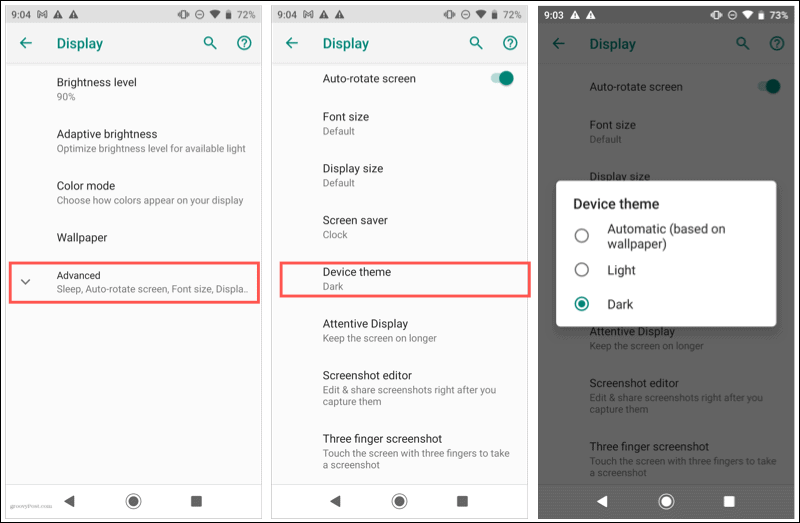 Schakel de donkere modus in op Android