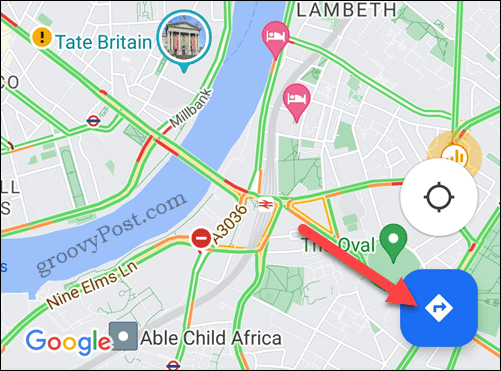 Knop voor mobiele routebeschrijving van Google Maps