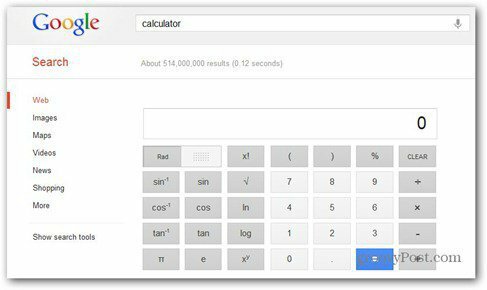 google wetenschappelijke rekenmachine