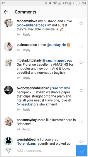 instagram tag bedrijf in reacties