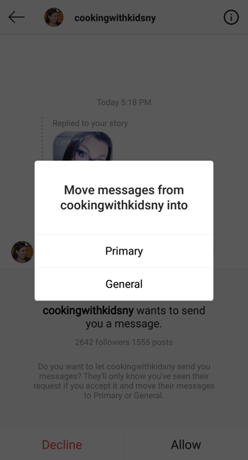 Instagram Creator Profile Direct Messages Inbox, stap 2.
