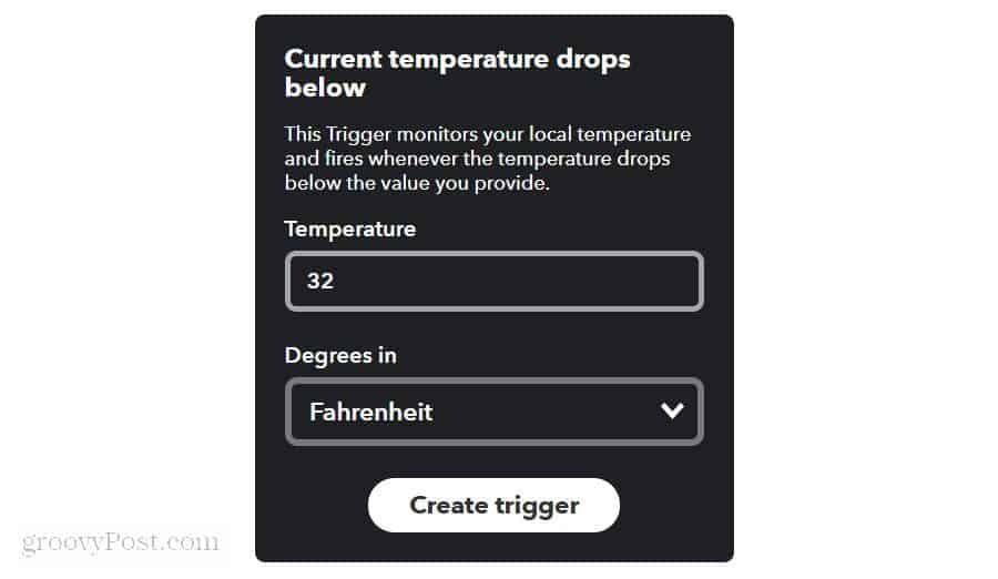 instellen van de temperatuurlimiet in ifttt