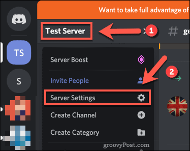 Discord server instellingen optie