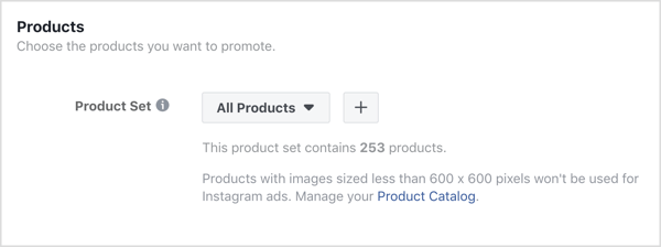 Klik op het + -teken in de sectie Producten op advertentieniveau van uw Facebook-campagne.