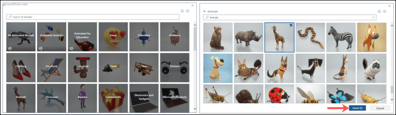 Zoek en blader door 3D-modellen in Microsoft Office