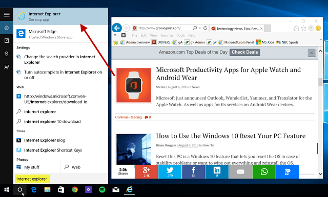 Windows 10-tip: zoek en gebruik Internet Explorer indien nodig