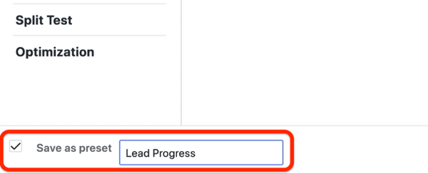 maak een aangepast voortgangsrapport voor leads in Facebook Ads Manager, stap 4