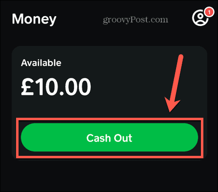 cash-app uitbetalingsknop