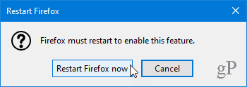 Start Firefox opnieuw