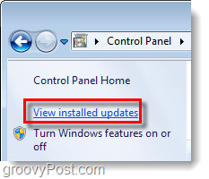 bekijk geïnstalleerde Windows 7-updates