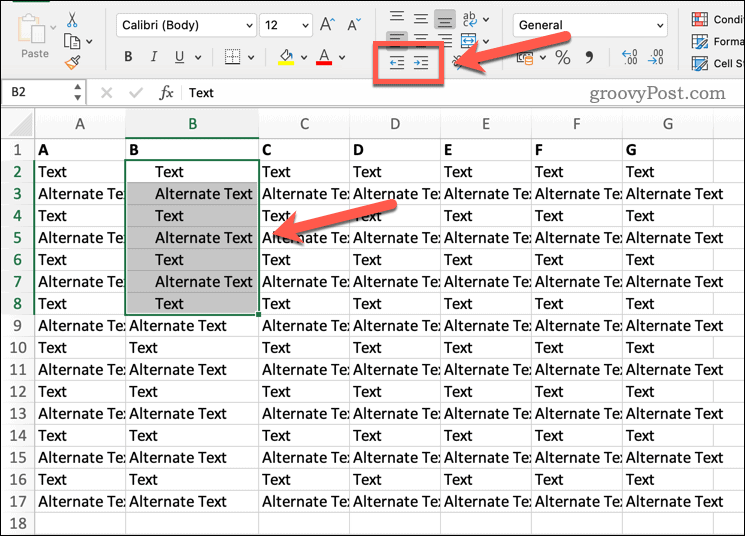 Tekst laten inspringen in Excel