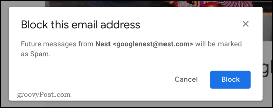 Blokkeerknop in Gmail