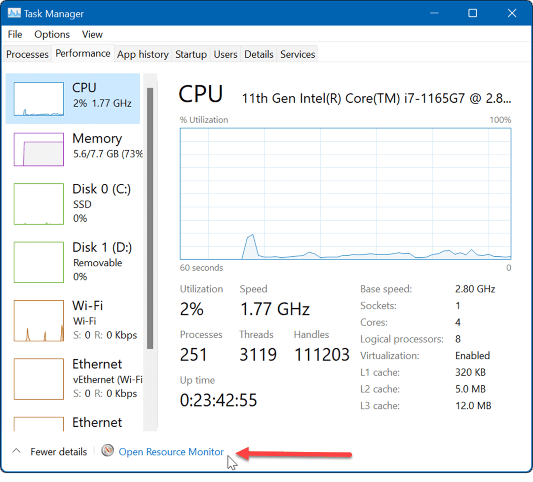 resource monitor repareert traag internet op Windows 11