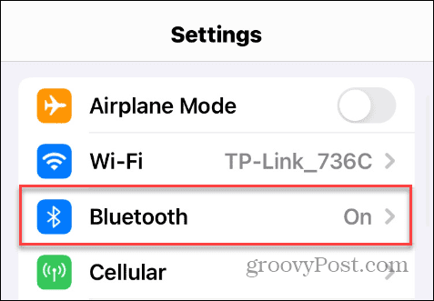 Bluetooth-optie in iOS-instellingen