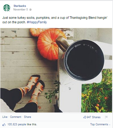 Facebook-bericht van Starbucks