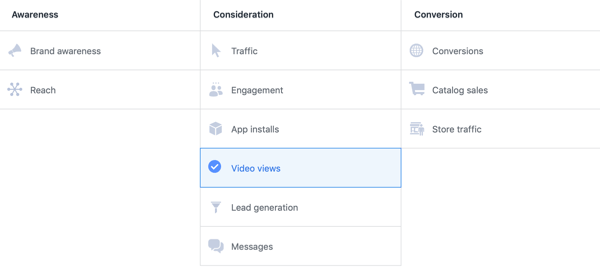 Facebook ThruPlay-optimalisatie voor videoadvertenties, stap 1.
