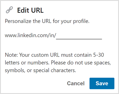 Bewerk de URL voor uw LinkedIn-profiel.