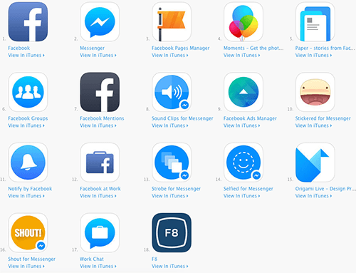 iTunes slaat Facebook-app-opties op