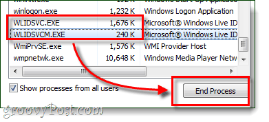 eindproces van Windows Live ID-aanmeldhulp