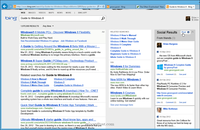 Microsoft verbetert Bing Facebook Social Search Sidebar